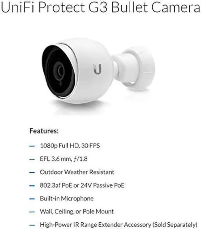 Alt view image 2 of 5 - UniFi G4 Series UVC-G4-BULLET 4MP Outdoor Bullet Camera with Infrared (3-Pack)