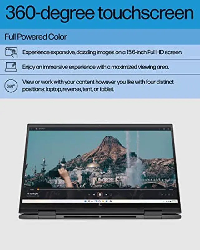 Alt view image 3 of 5 - HP ENVY x360 Convertible-Laptop, AMD Ryzen 5 5625U, 8 GB-RAM, 512 GB SSD, 15.6' FHD Touchscreen, Windows 11 Home, HP Fast Charge, Camera-Cover, Mute Button & Fingerprint Reader (15-eu1010nr, 2022)