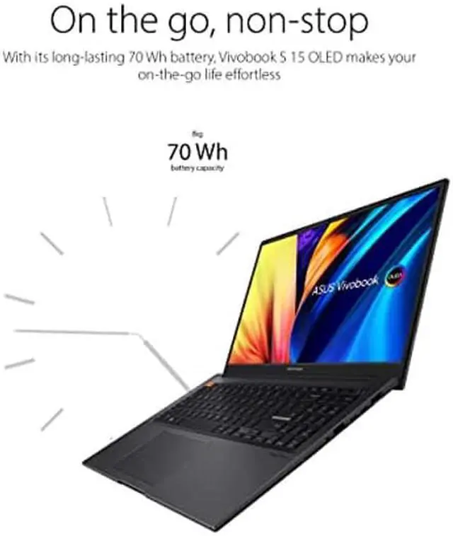Alt view image 4 of 5 - ASUS VivoBook S 15 OLED Slim Laptop, 15.6" FHD OLED Display, Intel Evo Platform, Intel Core i7-12700H CPU, 16GB RAM, 1TB SSD, Windows 11 Home, Indie Black, K3502ZA-ES76