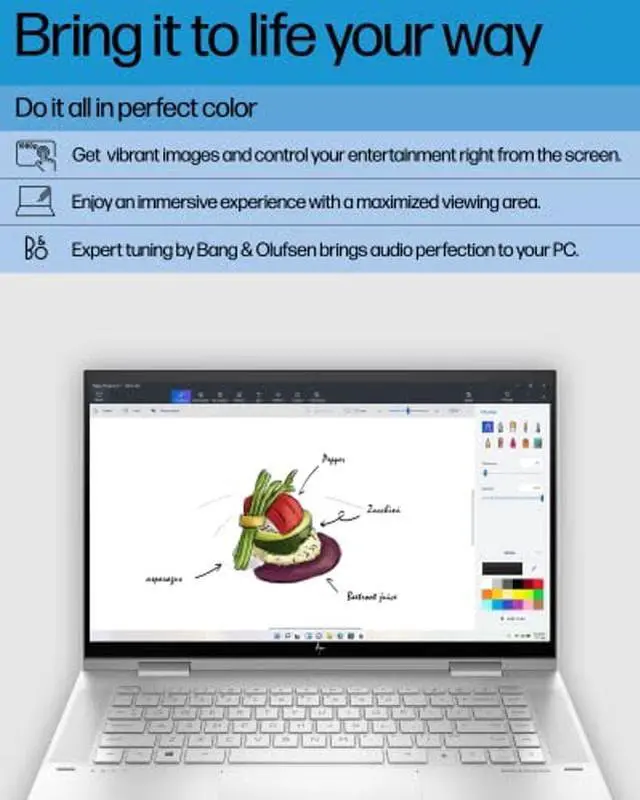 Alt view image 3 of 5 - HP ENVY x360 Convertible-Laptop, Intel Core i7-1260P, 8 GB-RAM, 512 GB SSD, 15.6' FHD Touchscreen, Windows 11 Home, Long-Battery Life, Camera-Cover, Mute Button & Fingerprint Reader (15-es2010nr 2022)