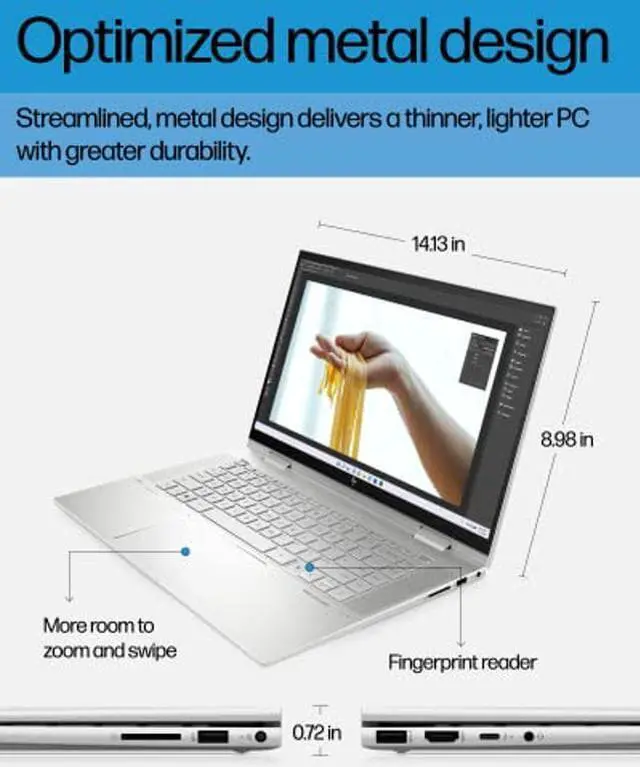 Alt view image 5 of 5 - HP ENVY x360 Convertible-Laptop, Intel Core i7-1260P, 8 GB-RAM, 512 GB SSD, 15.6' FHD Touchscreen, Windows 11 Home, Long-Battery Life, Camera-Cover, Mute Button & Fingerprint Reader (15-es2010nr 2022)