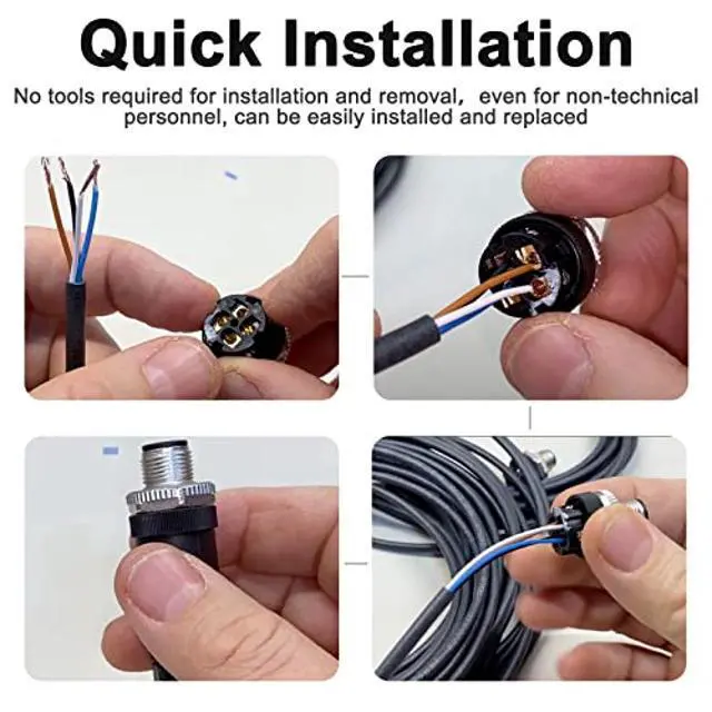 Alt view image 3 of 5 - Lonlonty M12 8 Pin Male & Female Right Angle Socket Panel Aviation Wire Connector,12mm Industrial Circular Connector,Outdoor Waterproof IP67,4 Sets