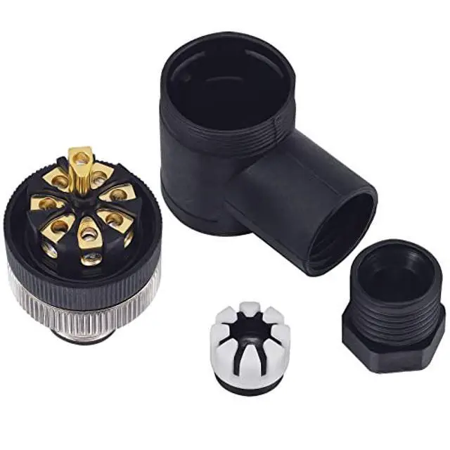 Alt view image 5 of 5 - Lonlonty M12 8 Pin Male & Female Right Angle Socket Panel Aviation Wire Connector,12mm Industrial Circular Connector,Outdoor Waterproof IP67,4 Sets