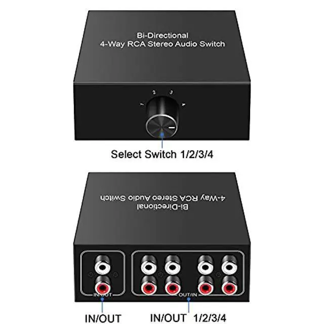 Alt view image 2 of 5 - RL Audio Selector Audio Switcher, Speaker Switch, Audio Switch Box, AB Switcher Selector, Bi-Directional (RL 1In-4Out/4In-1Out)
