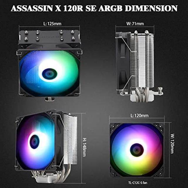 Alt view image 5 of 5 - Thermalright Assassin X120 Refined SE ARGB CPU Air Cooler, 4 Heat pipes, TL-C12C-S PWM Fan, Aluminium Heatsink Cover, AGHP Technology, for AMD AM4/AM5/Intel LGA 1150/1151/1155/1156/1200/1700 (SE ARGB)
