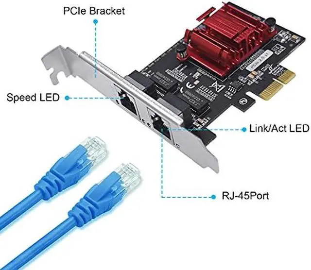 Alt view image 5 of 5 - Dual PCIe Gigabit Network Card 1000M PCI Express Ethernet Adapter with Intel 82575/82576 Two Ports LAN NIC Card for Support PXE for Windows/Windows Server/Linux/Freebsd/DOS with Low Profile