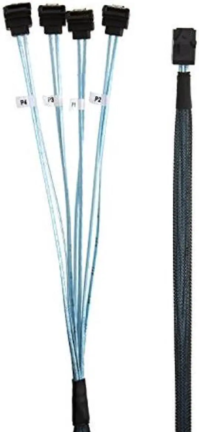 Alt view image 5 of 5 - Internal HD Mini SAS (SFF-8643 Host) - 4X SATA (Target) Angle Cable, SFF-8643 for Controller, 4 Sata Connect to Hard Drive Bundle with SATA III Cable