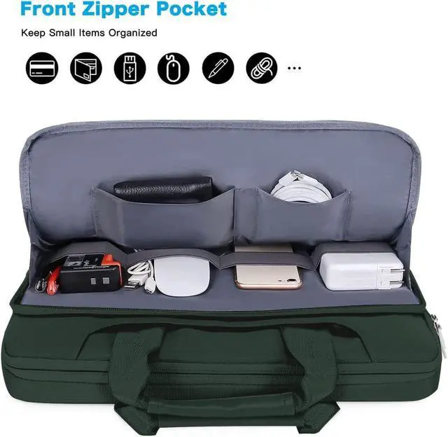 Alt view image 3 of 5 - MOSISO 360 Protective Laptop Shoulder Bag Compatible with MacBook Air 15 M4 A3241 M3 A3114 M2 A2941/Pro 16 inch M4 M3 M2 M1, 15-15.6 inch Notebook,Matching Color Sleeve with Belt, Emerald Green