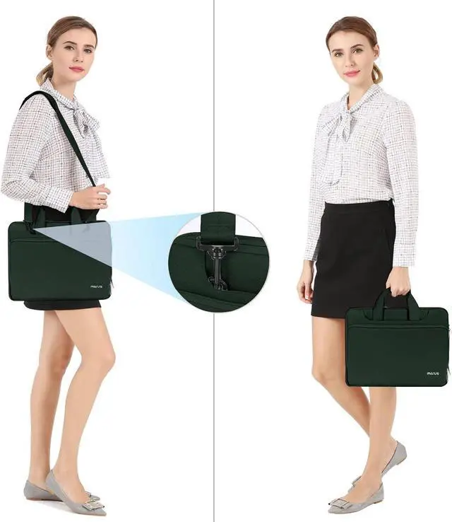Alt view image 5 of 5 - MOSISO 360 Protective Laptop Shoulder Bag Compatible with MacBook Air 15 M4 A3241 M3 A3114 M2 A2941/Pro 16 inch M4 M3 M2 M1, 15-15.6 inch Notebook,Matching Color Sleeve with Belt, Emerald Green