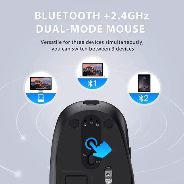 Alt view image 5 of 5 - iClever DK03 Bluetooth Keyboard and Mouse, Rechargeable Dual-Mode (Bluetooth 4.2 + 2.4G) Wireless Keyboard and Mouse Combo, Ultra-Slim Multi-Device Keyboard for Mac, iPad, Apple, Android, Windows