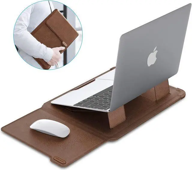 Alt view image 2 of 5 - Nillkin Laptop Sleeve 15.6 inch,MacBook Air Sleeve Case with Laptop Stand and Mouse Pad,2 Stand Modes,Slim Protective Cover for MacBook Air M4,Air 15/Pro 16,HP/Dell/Asus 15-15.6 Inch Notebook,Brown