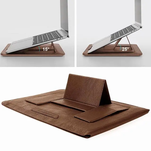Alt view image 4 of 5 - Nillkin Laptop Sleeve 15.6 inch,MacBook Air Sleeve Case with Laptop Stand and Mouse Pad,2 Stand Modes,Slim Protective Cover for MacBook Air M4,Air 15/Pro 16,HP/Dell/Asus 15-15.6 Inch Notebook,Brown