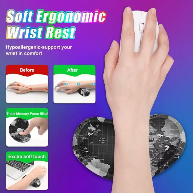 Alt view image 5 of 5 - ToLuLu Wireless Charging RGB Gaming Mouse Pad, 15W LED Mouse Mat with 30W Charger, 14 Light Modes Large Mousepad with Wrist Support, Non-Slip Rubber Base Desk Mat Computer PC Keyboard Pad World Map