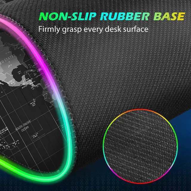 Alt view image 5 of 5 - ToLuLu RGB Gaming Wireless Charging Mouse Pad, 5/7.5/10/15W 10 Light Modes LED Mouse Pad Computer Keyboard Mat Mousepad, 800x300x4MM Extended Large Desk Mat for Gaming, MacBook, Laptop, PC,World Map