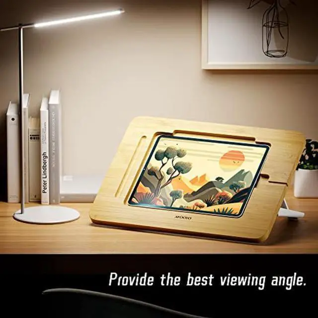 Alt view image 5 of 5 - AFOOYO Bamboo iPad Drawing Stand - Portable & Adjustable 5 Angles, Laptop Stand Riser, Book Reading Stand, Fit 9.7/10.2/10.5/10.9/11 inches