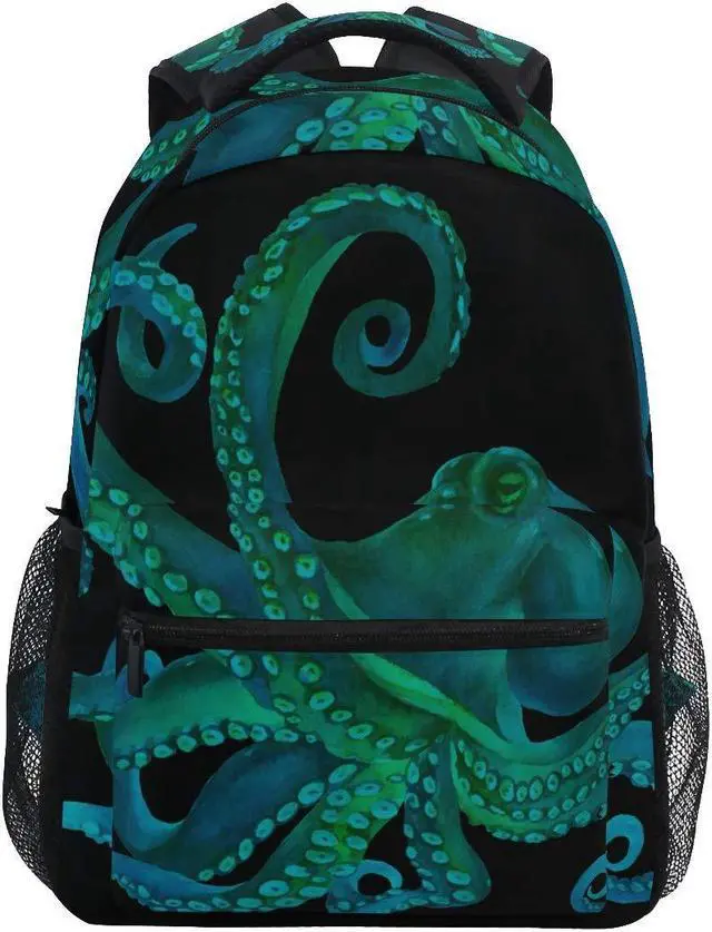 Main image of ALAZA Watercolor Octopus Large Backpack for Kids Boys Girls Student Personalized Laptop iPad Tablet Travel School Bag with Multiple Pockets