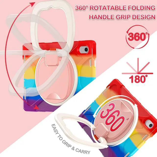 Alt view image 2 of 5 - BATYUE Case for iPad (A16) 11th/10th Gen 11''/10.9'' 2025/2022 - Heavy Duty Shockproof Cover with 360° Rotating & 180° Folding Stand, Screen Protector, Shoulder Strap & Pencil Holder | Colorful Red