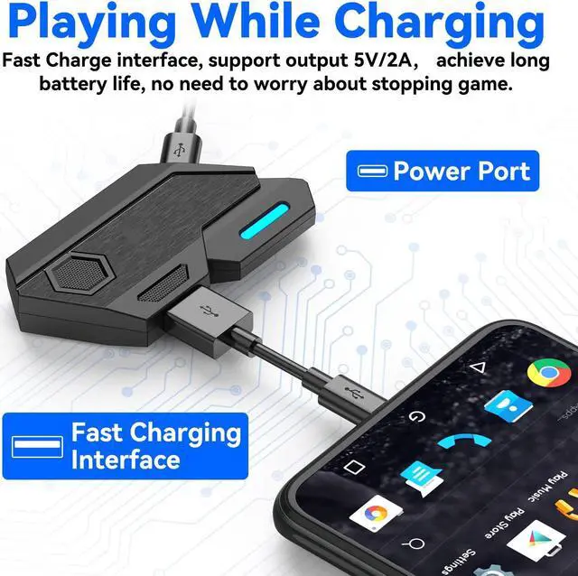 Alt view image 3 of 5 - Gaming Keyboard and Mouse Converter,Bluetooth 5.0 Eating Chicken Throne Mobile Game Set,Adjustable Fast Charging,Long Battery Life,Support Android/iOS 13.4 or Less(Mix SE automatic pressure gun set)