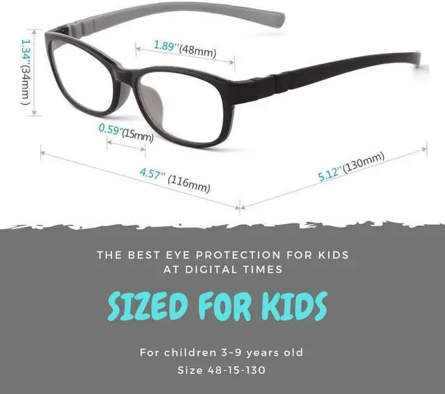 Alt view image 3 of 5 - Mind Bridge Kids Blue Light Blocking Computer Video Gaming Glasses - Anti Eyestrain | Durable Cute Protection Eyewear for Children Boys & Girls Digital Screen Time & Technology Use | 558 Black Gray