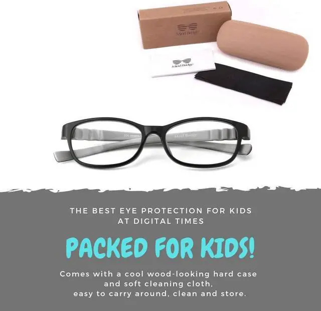 Alt view image 4 of 5 - Mind Bridge Kids Blue Light Blocking Computer Video Gaming Glasses - Anti Eyestrain | Durable Cute Protection Eyewear for Children Boys & Girls Digital Screen Time & Technology Use | 558 Black Gray