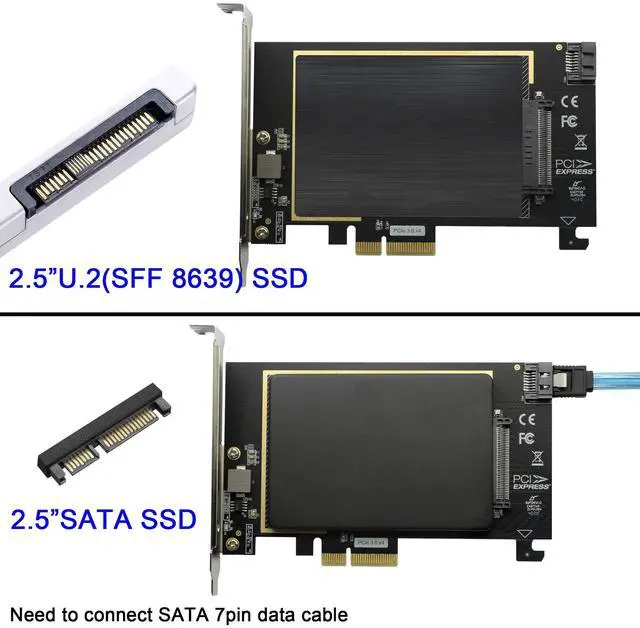 Alt view image 4 of 5 - U.2 to PCIE Expansion CardSFF 8639 to PCIE 3.0 x4 Riser Card,PCI-E 3.0 X4 SATA Adapter,for 2.5" U.2 NVME SSD and 2.5" SATA SSD.