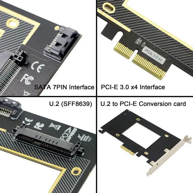 Alt view image 3 of 5 - U.2 to PCIE Expansion CardSFF 8639 to PCIE 3.0 x4 Riser Card,PCI-E 3.0 X4 SATA Adapter,for 2.5" U.2 NVME SSD and 2.5" SATA SSD.