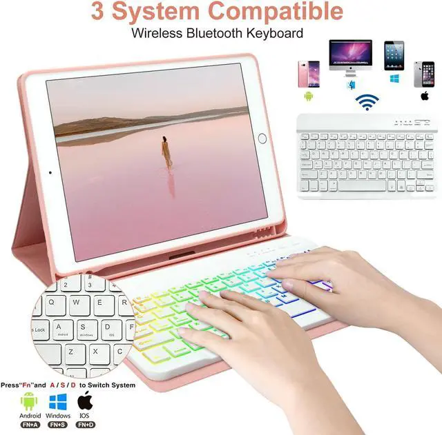 Alt view image 3 of 5 - New iPad 9th Generation Keyboard Case 10.2"(2021)/8th Gen/7th Gen Bundle with Stylus Pen for iPad, Apple Pencil for iPad 9th&10th Generation
