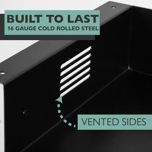 Alt view image 3 of 5 - Ilyapa Under Desk CPU Mount, Steel Under Desk Computer Mount Vented Sides, Under Desk PC Mount, PC Wall Mount, Under Desk Laptop Mount Stand, Under Desk Mount Shelf for Storage Office Desk, 4x12x11