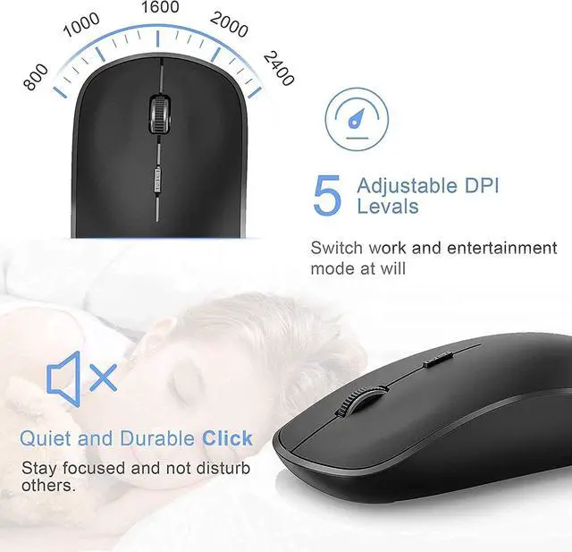 Alt view image 4 of 5 - JOYACCESS Wireless Keyboard and Mouse,2.4G Ergonomic and Slim Wireless Computer Keyboard Mouse Designed for Windows, PC, Laptop,Tablet - Black Grey