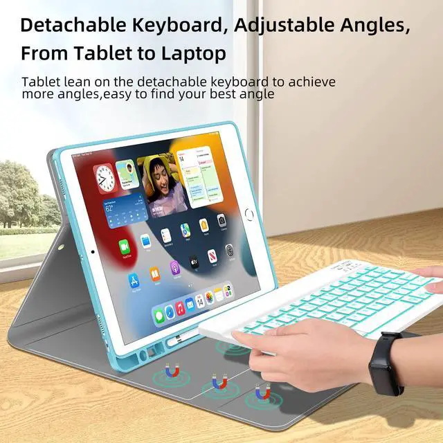 Alt view image 2 of 5 - Backlit Keyboard Case for iPad 10.2 9th 8th 7th Generation - Wireless Detachable Keyboard Thin Slim Smart Folio Stand Tablet Cover Case for iPad 10.2 Inch/iPad Air 10.5"(3rd Gen)/iPad Pro 10.5", Blue