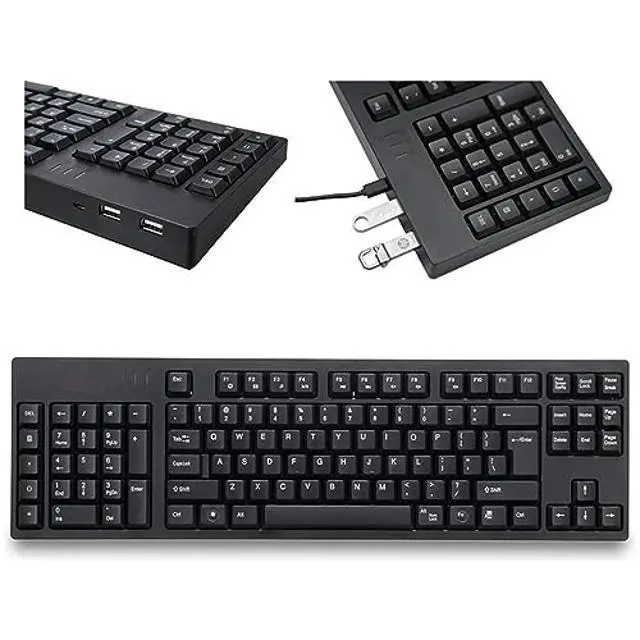 Alt view image 2 of 5 - MCSaite Left-Handed Keyboard, Wired Ultra-Thin Keyboard USB Port with 2 Hubs Portable Scissors Foot Structure Fit with Professional or Industrial Use for Computer Laptop Mac Notebook