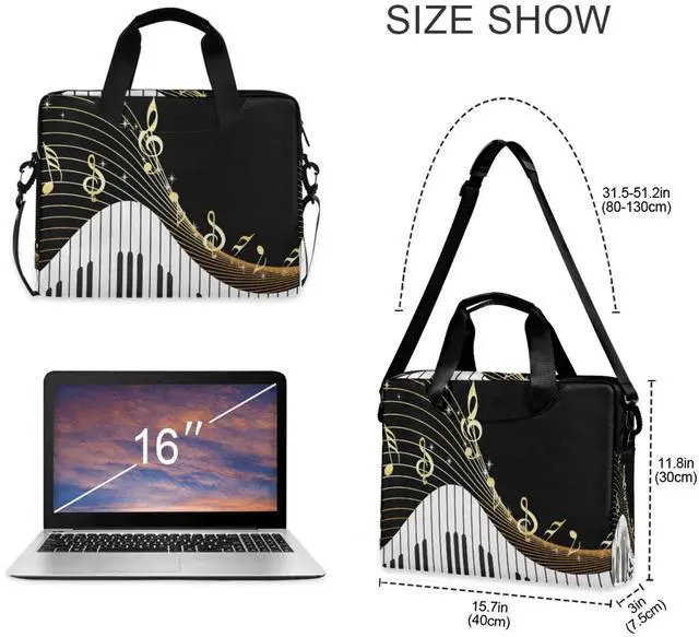 Alt view image 3 of 5 - Laptop Shoulder Bag Portable Laptop Sleeve Case for 14/15.6/16in Notebook Computer Messenger Bag Women Men Briefcase (Music)