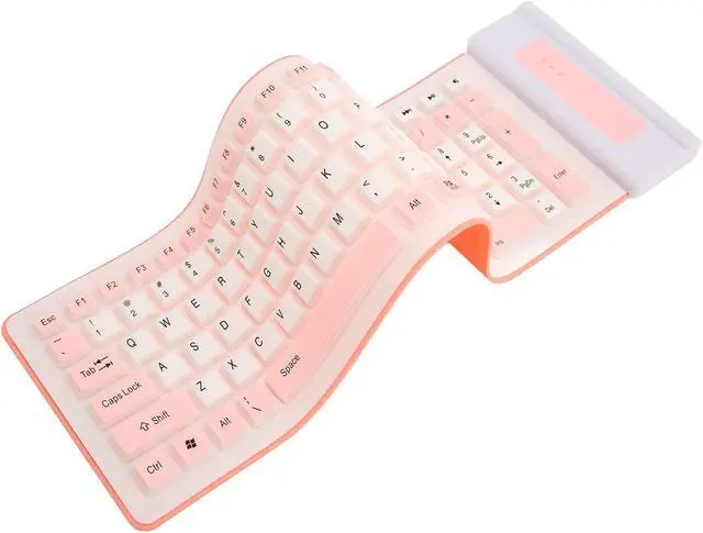 Main image of Wireless Silicone Keyboard, Foldable Silicone Keyboard Soft Waterproof Rollup Keyboard for PC Laptop Notebook, 103 Keys, Mute Typing, Lightweight ()