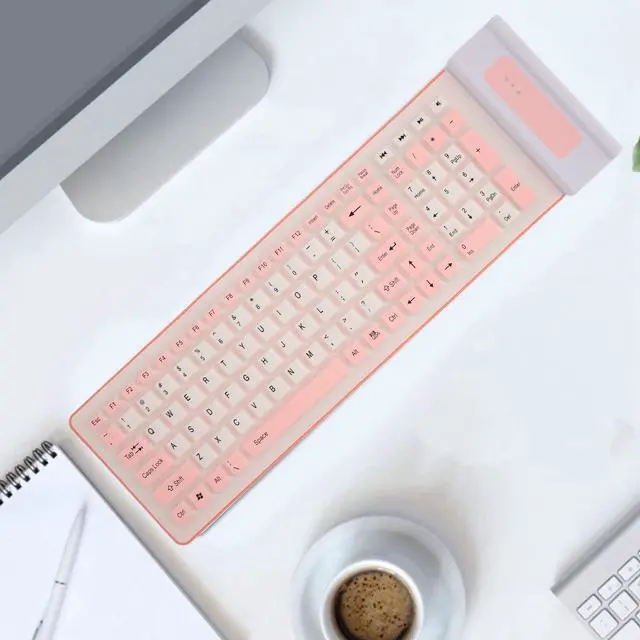 Alt view image 4 of 5 - Wireless Silicone Keyboard, Foldable Silicone Keyboard Soft Waterproof Rollup Keyboard for PC Laptop Notebook, 103 Keys, Mute Typing, Lightweight ()
