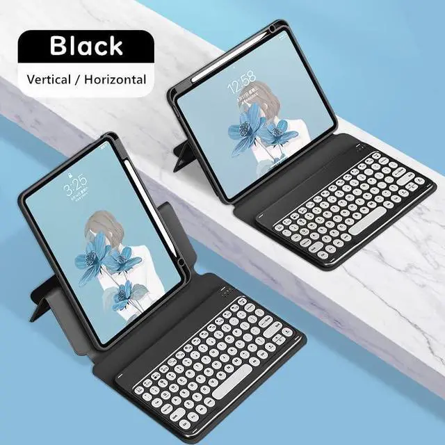 Alt view image 2 of 5 - SOUYOYIHI Vertical Magnetic Keyboard Case for iPad A16 2025 (11th Gen, 11")/ iPad 10th Generation 10.9" 2022 Case with Round Key Colour Keyboard Detachable Clear Cover,Black