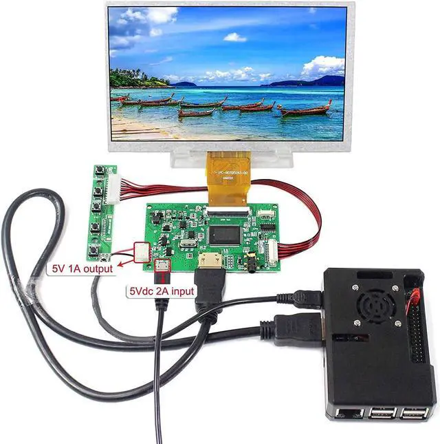 Alt view image 2 of 5 - VSDISPLAY 7" 7 inch 1024x600 400nit 50 pins IPS LCD Screen and Controller Board,with Micro USB Power Cable