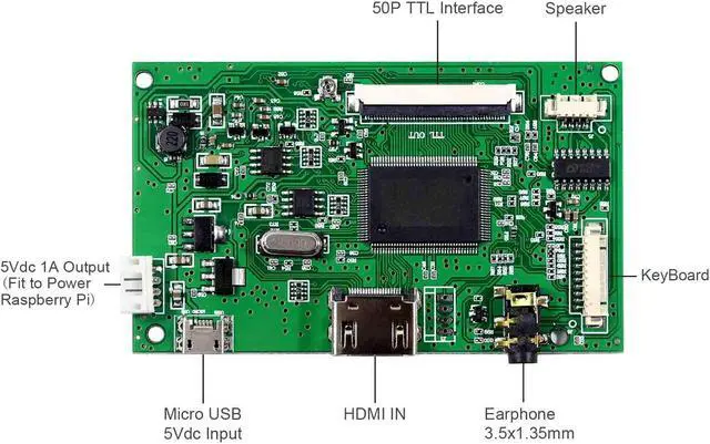 Alt view image 4 of 5 - VSDISPLAY 7" 7 inch 1024x600 400nit 50 pins IPS LCD Screen and Controller Board,with Micro USB Power Cable