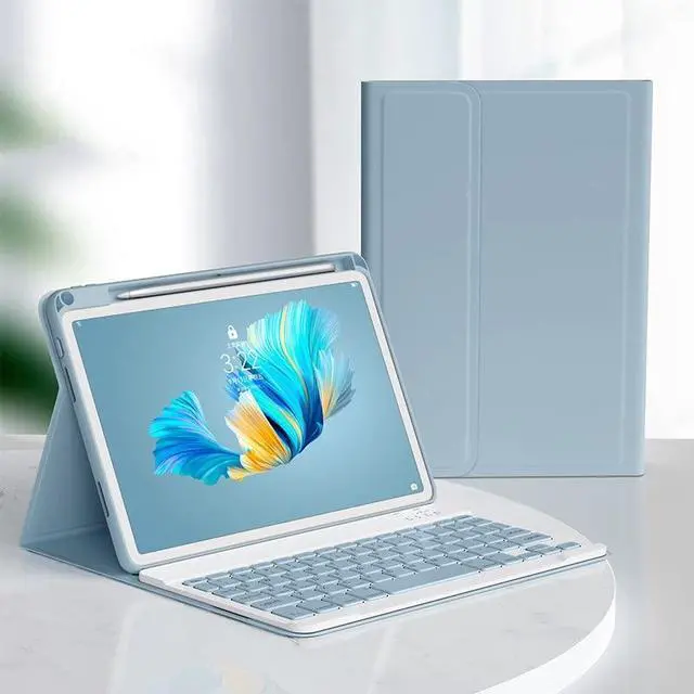 Alt view image 2 of 5 - Keyboard Case for iPad Air 11 inch (M3/M2)/ Air 5th 4th Generation 10.9 Inch/iPad Pro 11 inch 4th/3rd/2nd/1st Gen Magnetic Detachable Bluetooth Color Keyboard (Misty Blue)