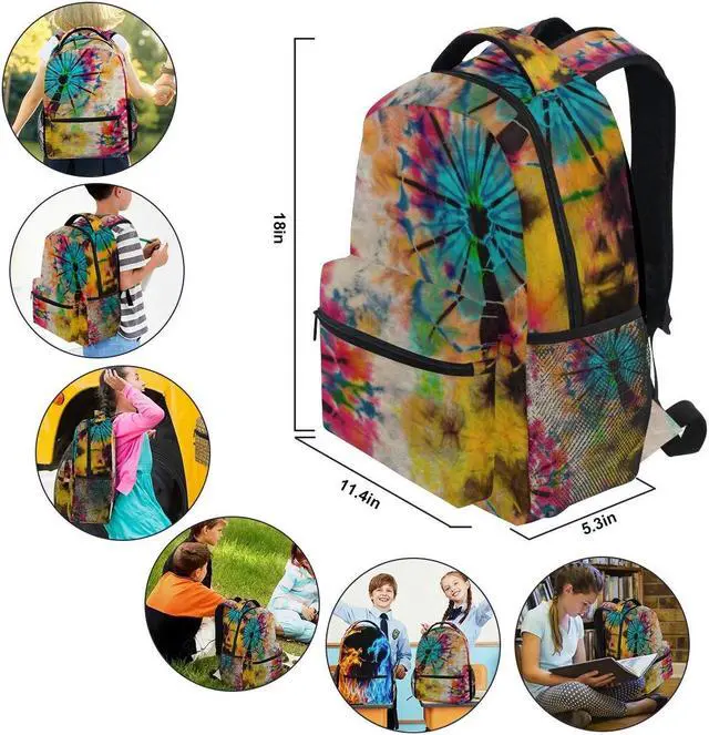 Alt view image 2 of 5 - ZZKKO Tribal Ethnic Tie Dye Boys Girls School Computer Backpacks Book Bag Travel Hiking Camping Daypack