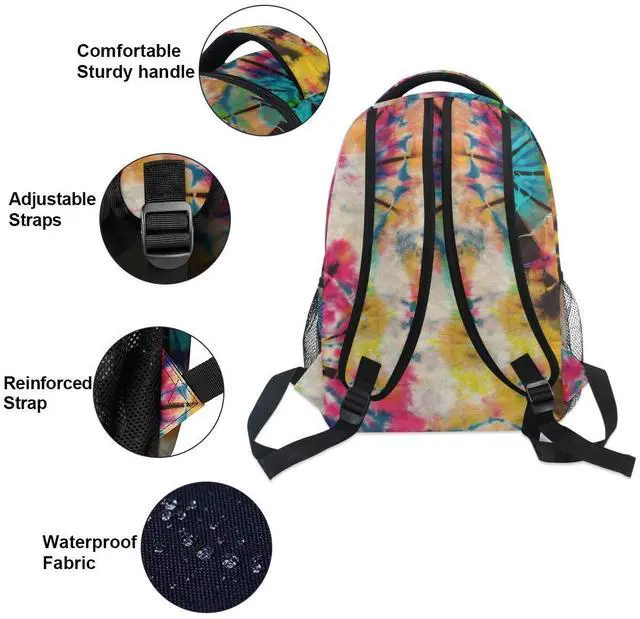 Alt view image 3 of 5 - ZZKKO Tribal Ethnic Tie Dye Boys Girls School Computer Backpacks Book Bag Travel Hiking Camping Daypack