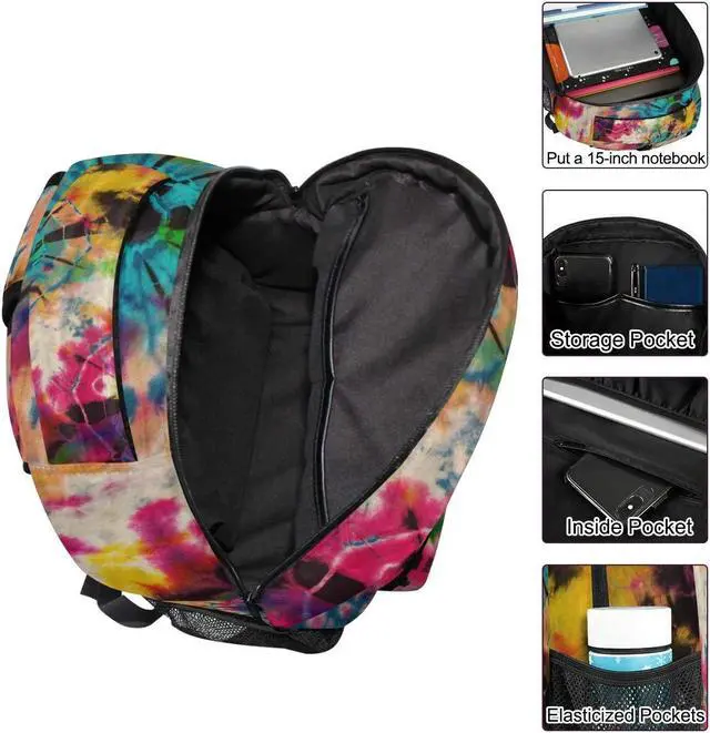 Alt view image 4 of 5 - ZZKKO Tribal Ethnic Tie Dye Boys Girls School Computer Backpacks Book Bag Travel Hiking Camping Daypack
