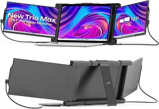 Main image of Mobile Pixels New Trio Max 14.1" Portable Monitor, Triple Monitor for Laptop, 1080P FHD IPS, with Plug and Play, Suitable for 15-17.3 '' Laptop, Built-in Kickstand, Optional Magnets (Tri-Screen)