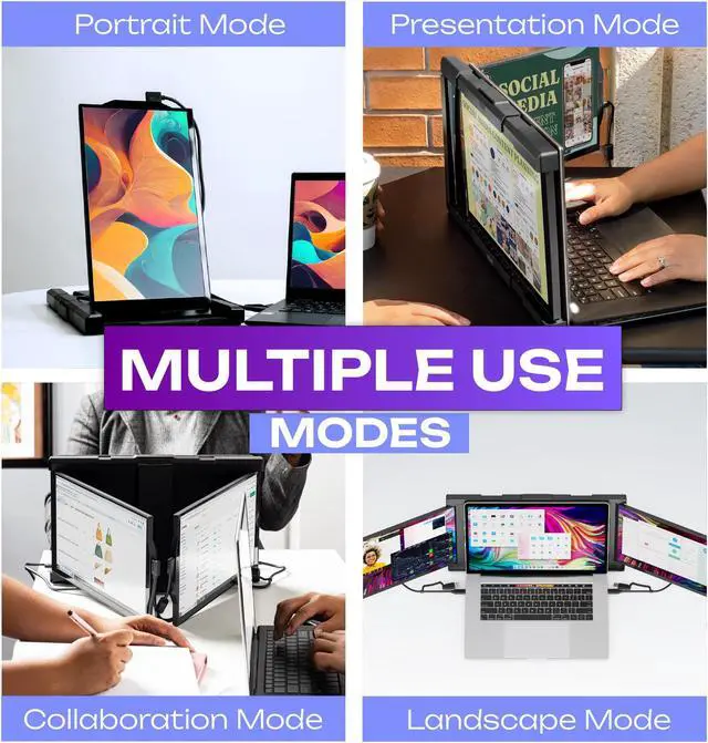Alt view image 5 of 5 - Mobile Pixels New Trio Max 14.1" Portable Monitor, Triple Monitor for Laptop, 1080P FHD IPS, with Plug and Play, Suitable for 15-17.3 '' Laptop, Built-in Kickstand, Optional Magnets (Tri-Screen)