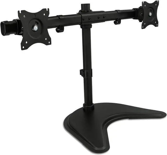 Alt view image 2 of 5 - Mount-It! Free Standing Dual Monitor Stand | Double Monitor Desk Mount | Fits Two x 19 20 21 22 23 24 27 Inch Computer Screens | 2 Heavy Duty Height Adjustable Arms | VESA Compatible 75 100