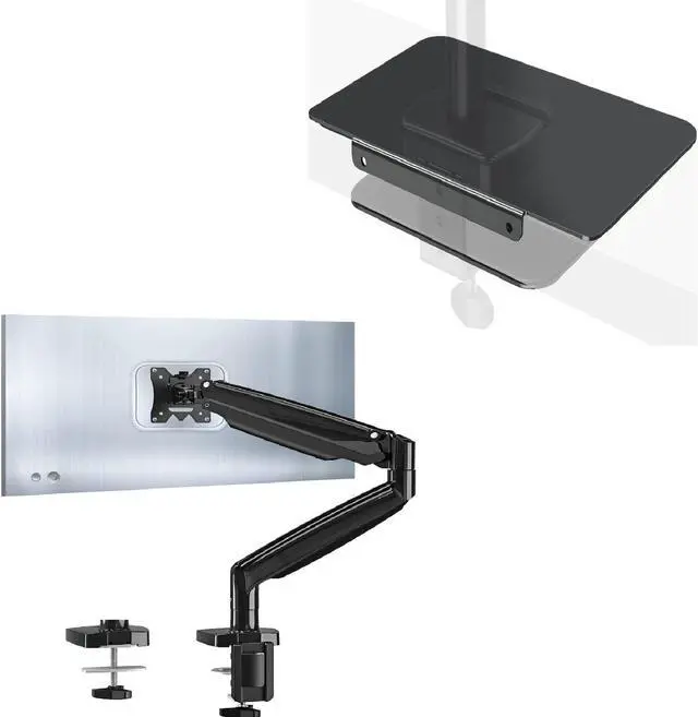 Main image of MOUNTUP Heavy Duty Single Monitor Stand Mount, with Desk Reinforcement Plate - Monitor Desk Clamp Mount for Max 35" Ultrawide Computer Screens up to 26 lbs, Computer Monitor Arm