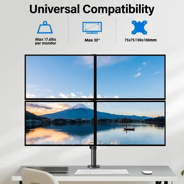 Alt view image 2 of 5 - MOUNTUP Quad Monitor Desk Mount with Desk Reinforcement Plate