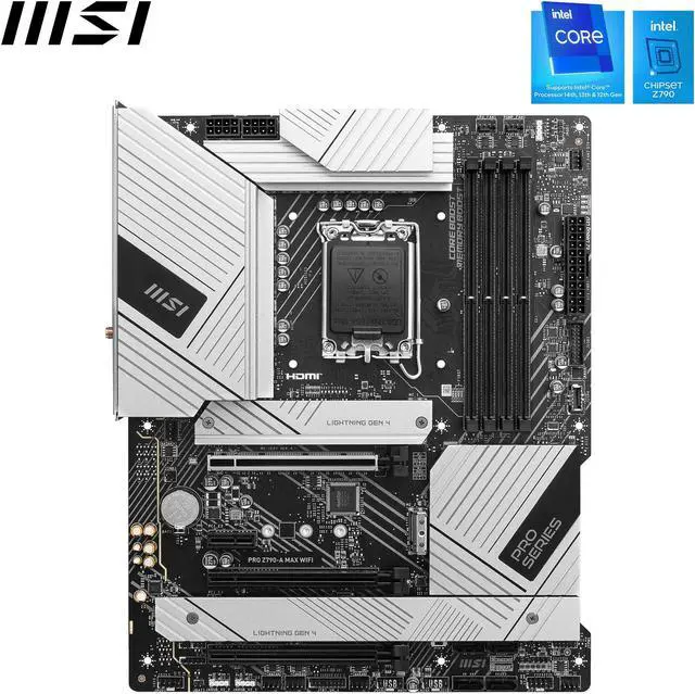 Alt view image 2 of 5 - MSI PRO Z790-A MAX WiFi ProSeries Motherboard (Supports 12th/13th/14th Gen Intel Processors, LGA 1700, DDR5, PCIe 5.0, M.2, SATA 6G, 2.5Gbps LAN, USB 3.2 Gen2, Wi-Fi 7, Bluetooth 5.4, ATX)