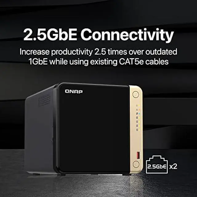 Alt view image 3 of 5 - QNAP TS-464-8G-US 4 Bay High-Performance Desktop NAS with Intel Celeron Quad-core Processor, M.2 PCIe Slots and Dual 2.5GbE (2.5G/1G/100M) Network Connectivity (Diskless)