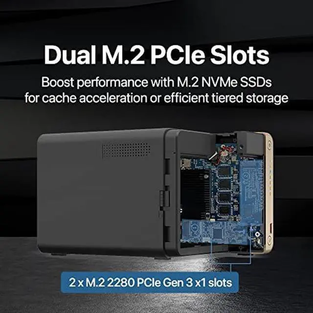 Alt view image 4 of 5 - QNAP TS-464-8G-US 4 Bay High-Performance Desktop NAS with Intel Celeron Quad-core Processor, M.2 PCIe Slots and Dual 2.5GbE (2.5G/1G/100M) Network Connectivity (Diskless)
