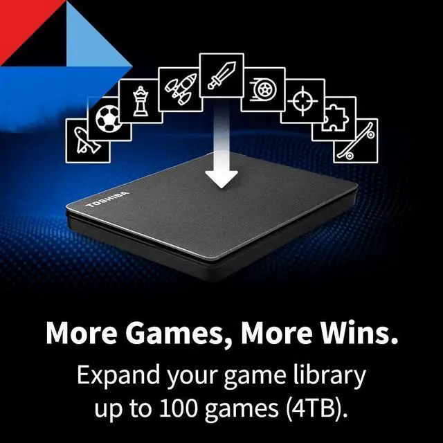 Alt view image 2 of 5 - Toshiba Canvio Gaming 1TB Portable External Hard Drive USB 3.0, Black for PlayStation, Xbox, PC, & Mac - HDTX110XK3AA